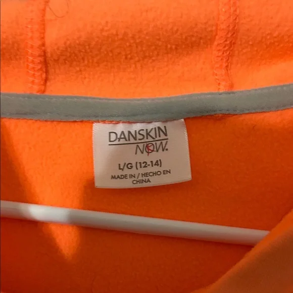 Danskin Now Vibrant Orange Hoodie with Gray Trim Large. 12/14 some wear - Picture 2 of 14